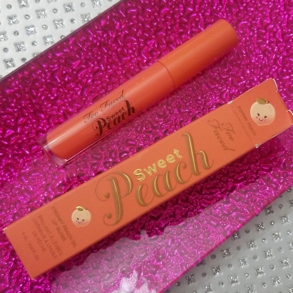 🌟🧚♀️POPPIN PEACH Too Faced DISCONTINUED Creamy Peach Lip Oil NWOBOX - Picture 7 of 8
